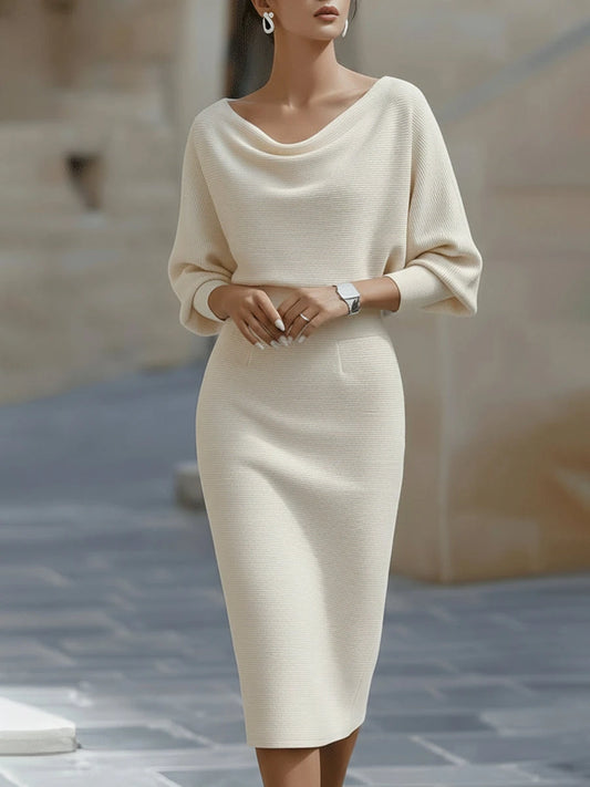 Draped Cowl Midi Dress