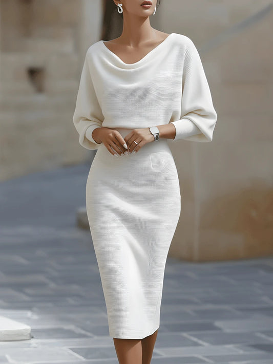 Draped Cowl Midi Dress