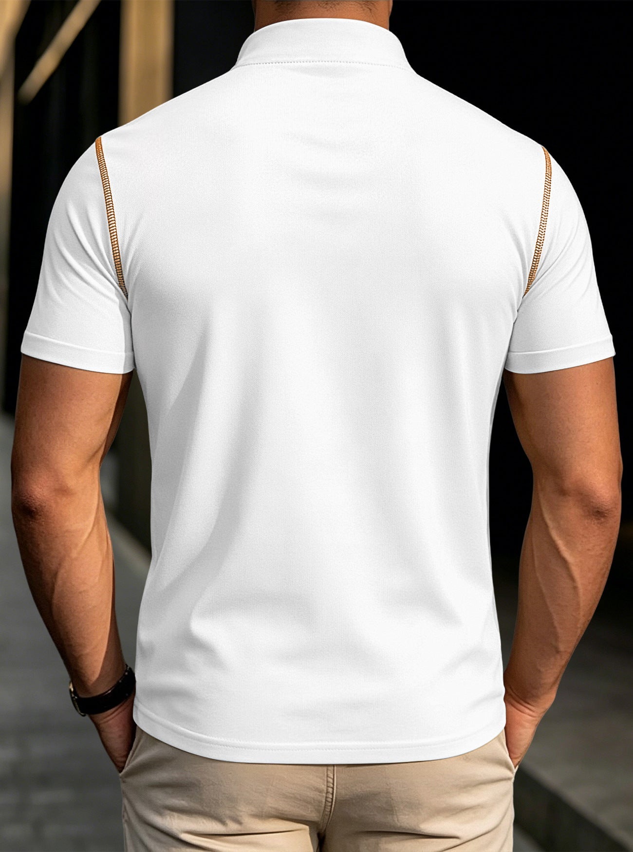 Men's Stand Collar Henley Polo Shirt