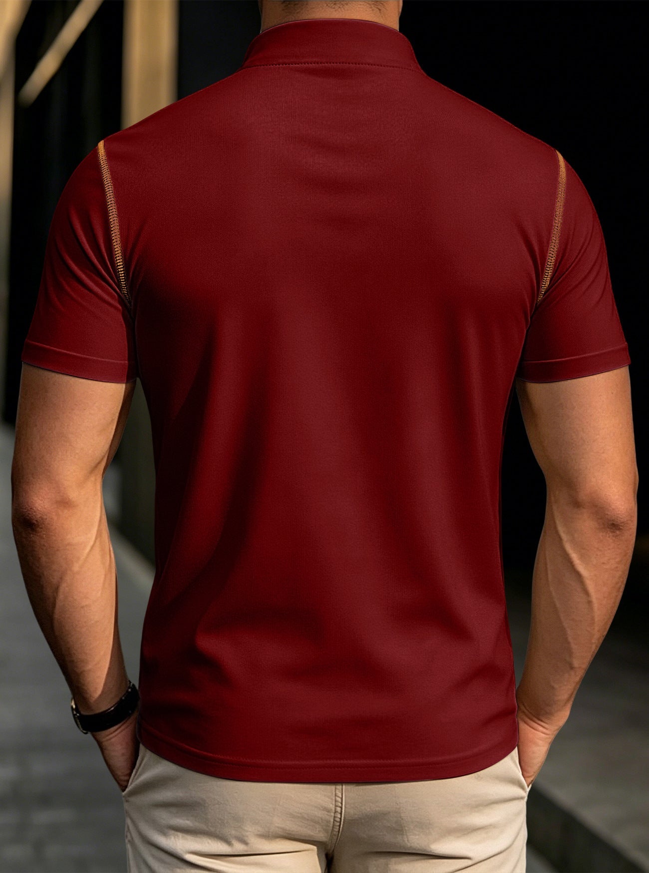 Men's Stand Collar Henley Polo Shirt