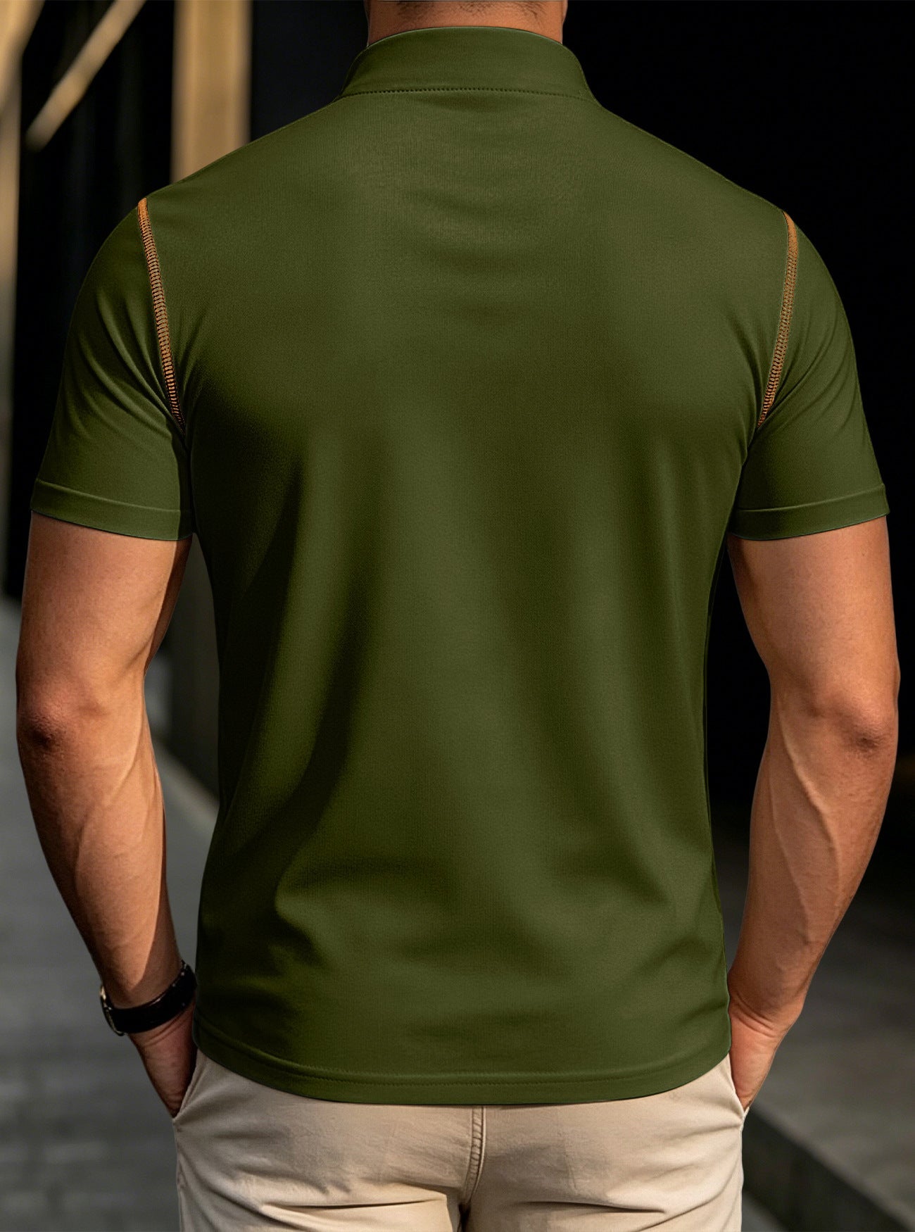 Men's Stand Collar Henley Polo Shirt