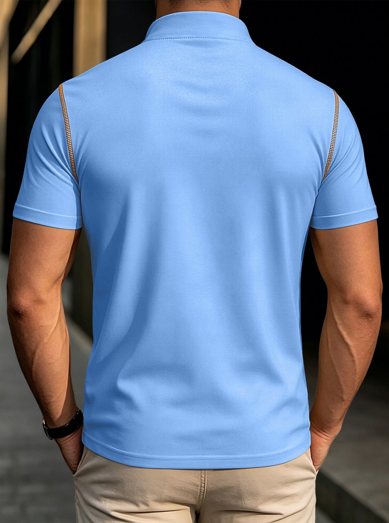Men's Stand Collar Henley Polo Shirt