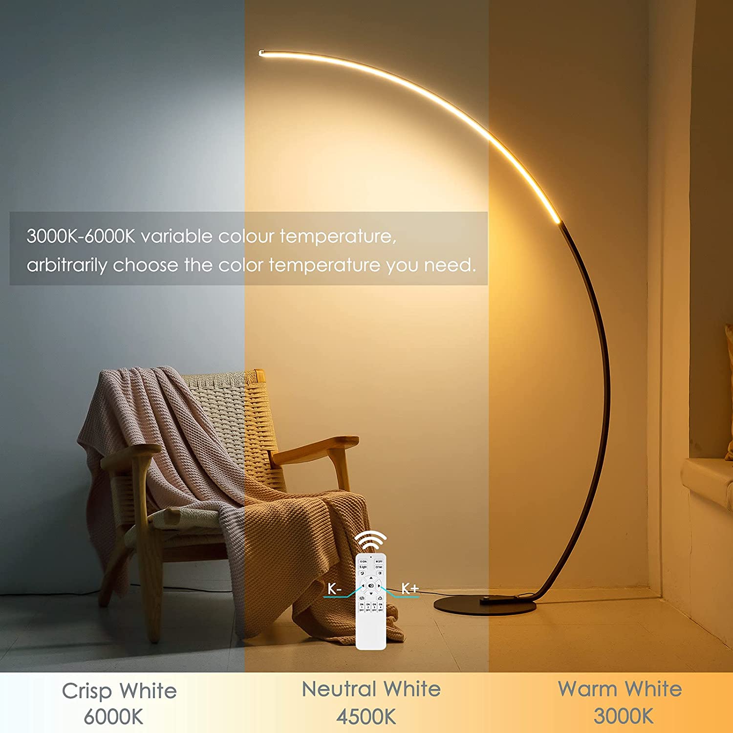 RGBW Modern Curve Floor Lamp - Dailygems