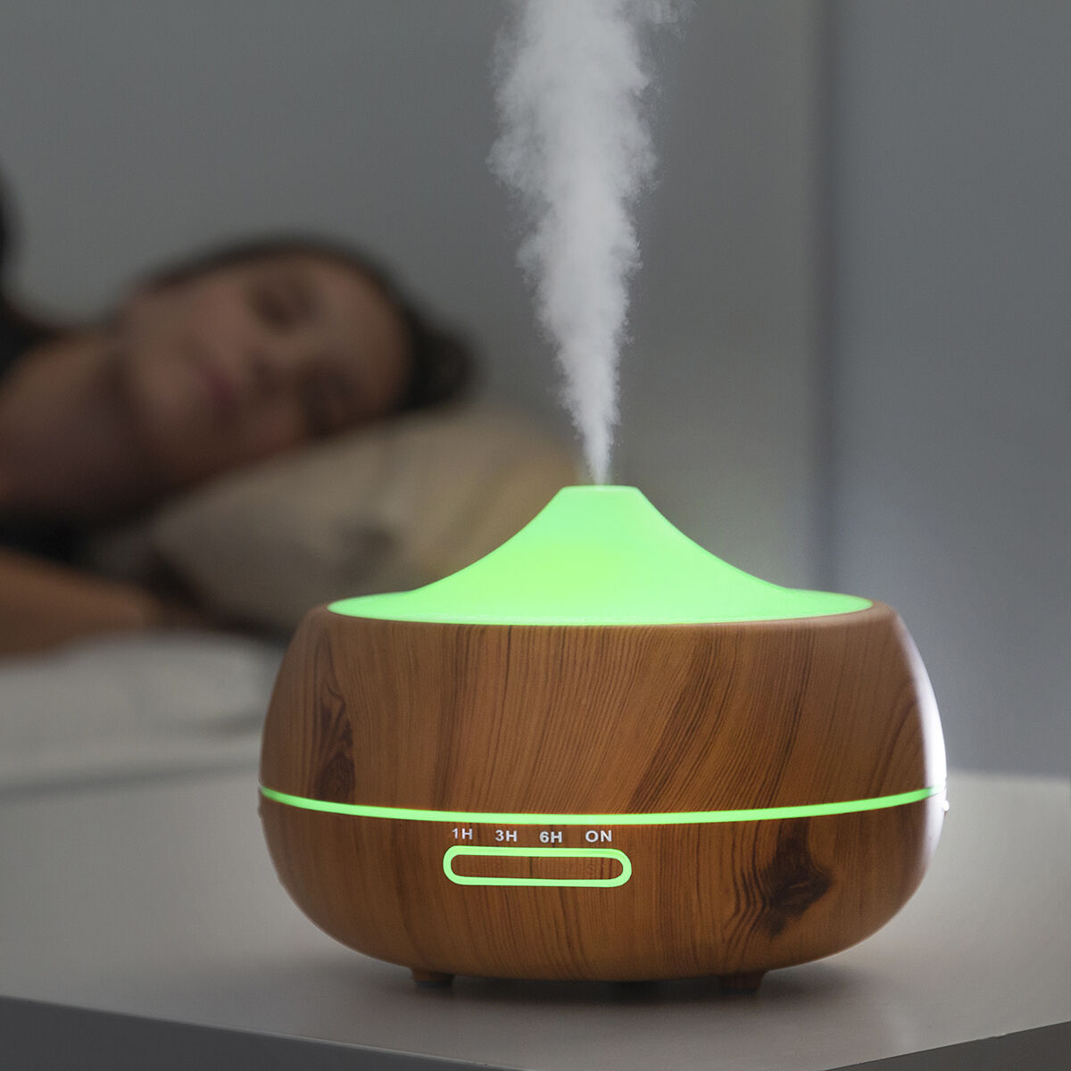 Wooden-Effect LED Aroma Diffuser & Humidifier