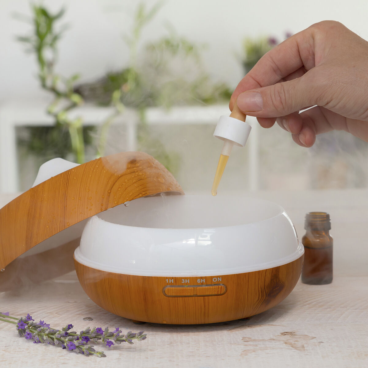 Wooden-Effect LED Aroma Diffuser & Humidifier