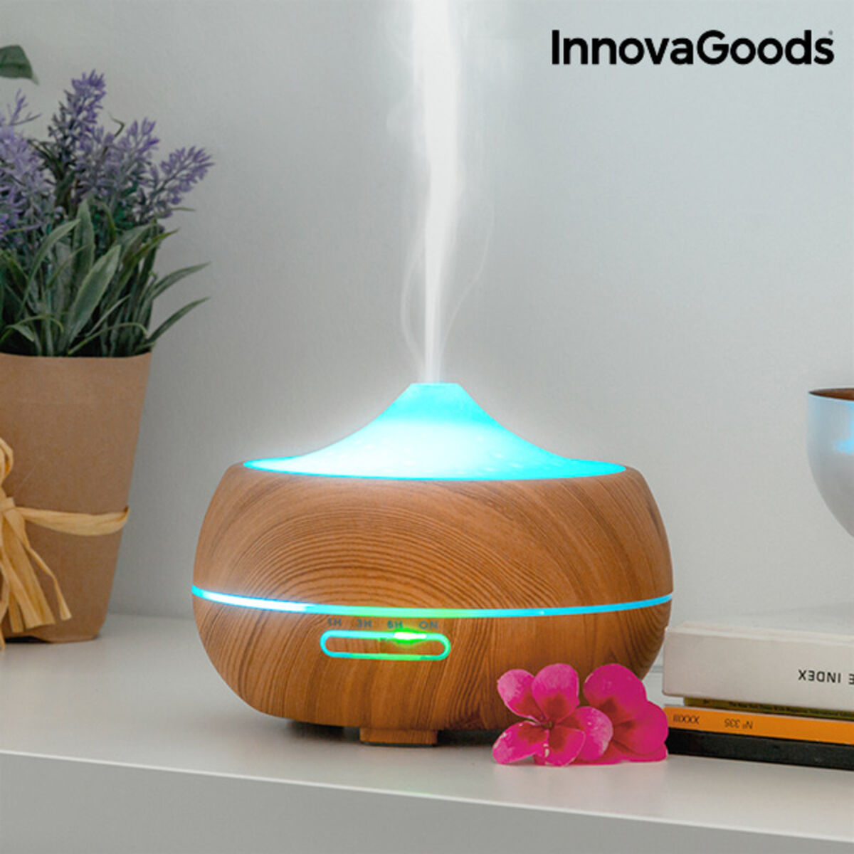 Wooden-Effect LED Aroma Diffuser & Humidifier