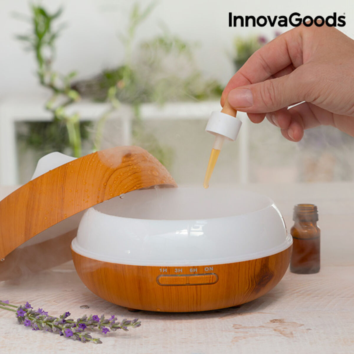 Wooden-Effect LED Aroma Diffuser & Humidifier