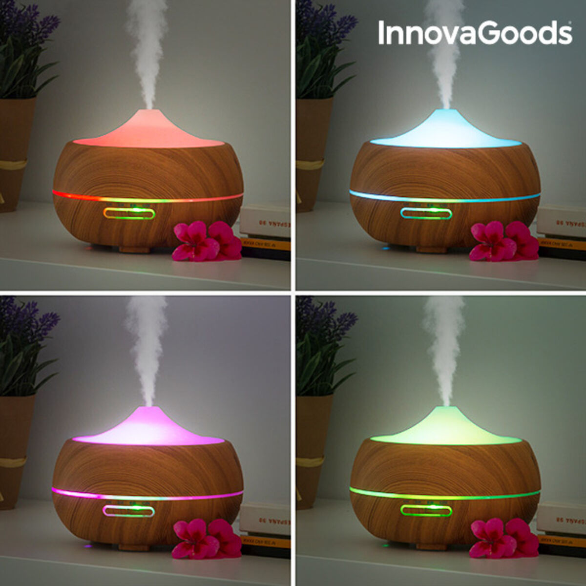 Wooden-Effect LED Aroma Diffuser & Humidifier