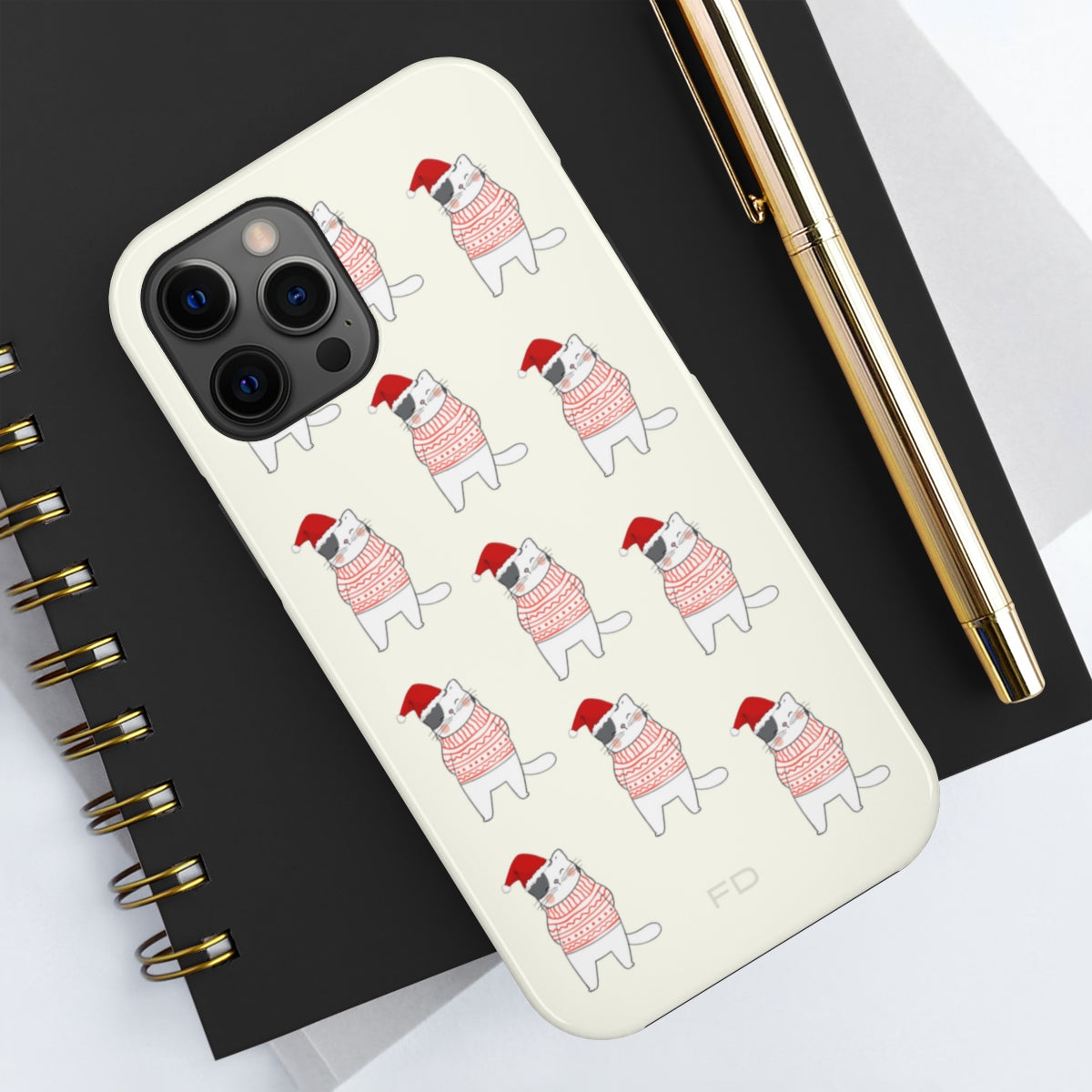 Christmas Cat Tough Case for iPhone with Wireless Charging